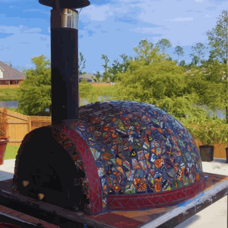 Cast Iron pizza oven door with glass and therm.